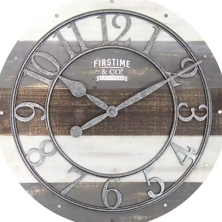 Clocks-Kirklands Home Shabby Wood Plank Wall Clock