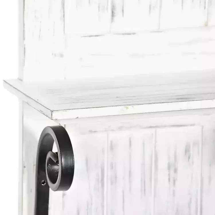 Shelves-Kirklands Home White Beadboard Shelves with Towel Bar Rack