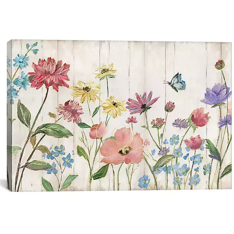 Canvas Art-Kirklands Home Wildflower Flutter on Wood Canvas Art Print Multi