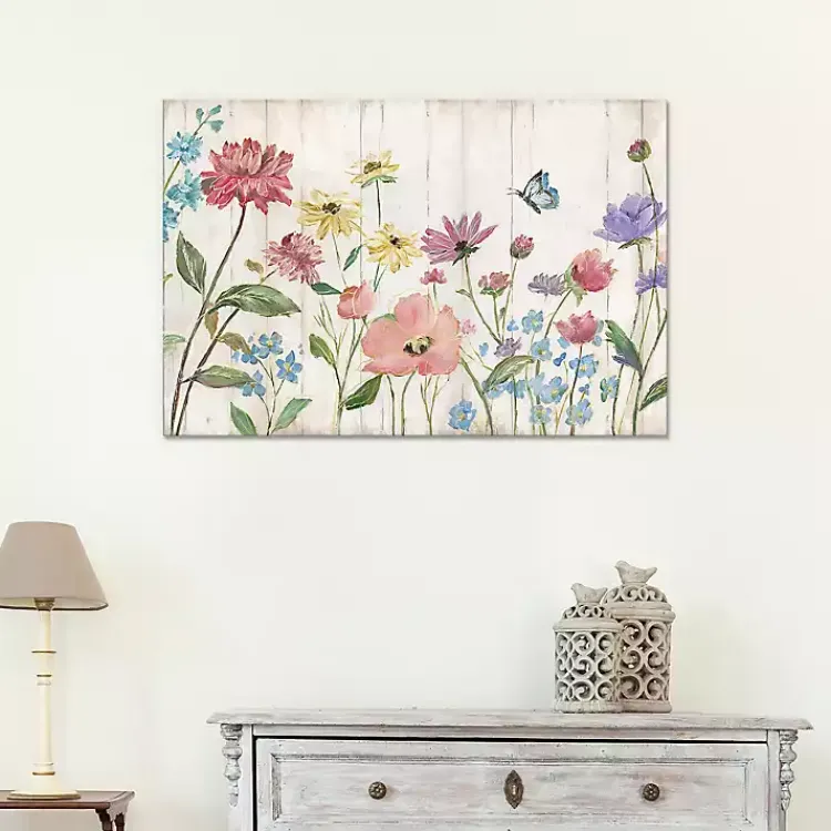 Canvas Art-Kirklands Home Wildflower Flutter on Wood Canvas Art Print Multi