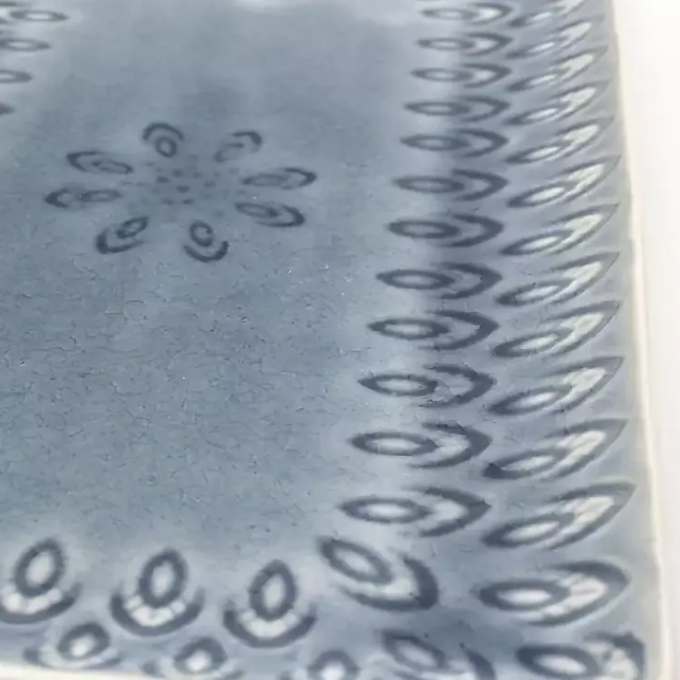 Serving & Entertaining-Kirklands Home Crackle Glaze Peacock Rectangular Platter Gray