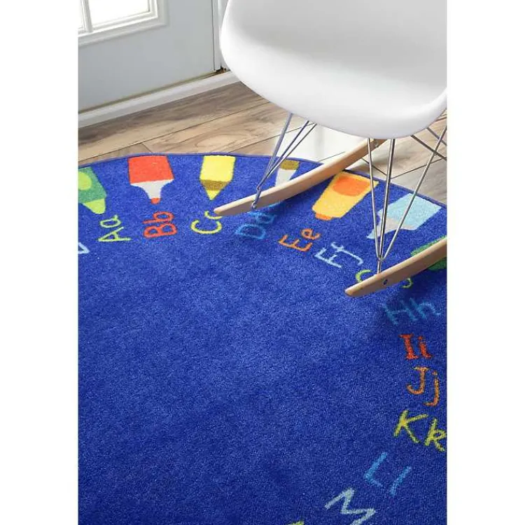 Area Rugs-Kirklands Home Rainbow Alphabet Round Rug, 5 ft. Multi
