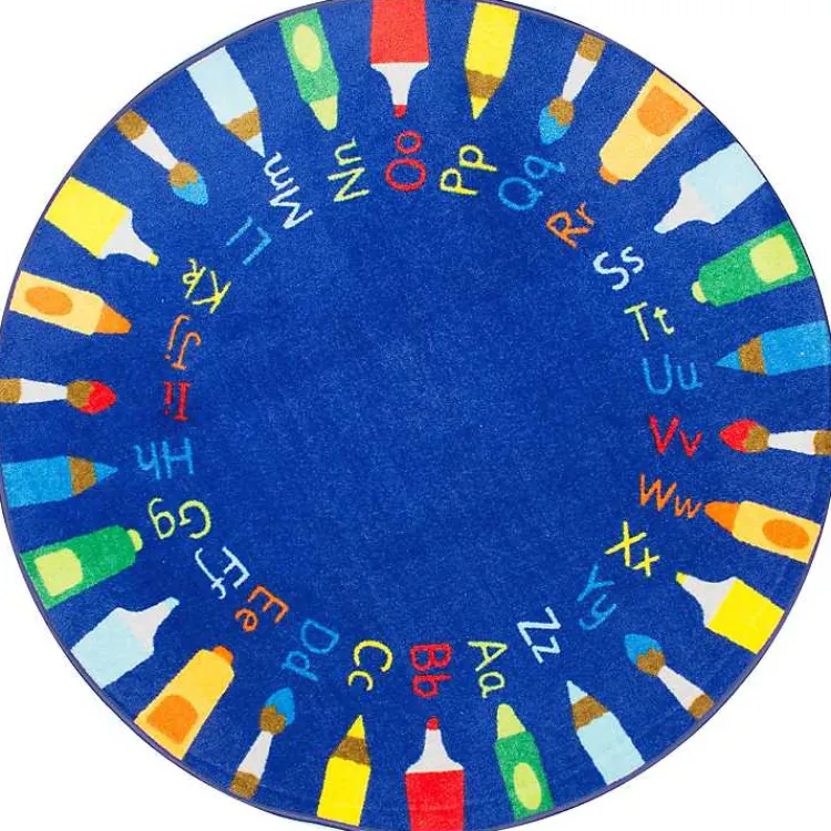 Area Rugs-Kirklands Home Rainbow Alphabet Round Rug, 8 ft. Multi