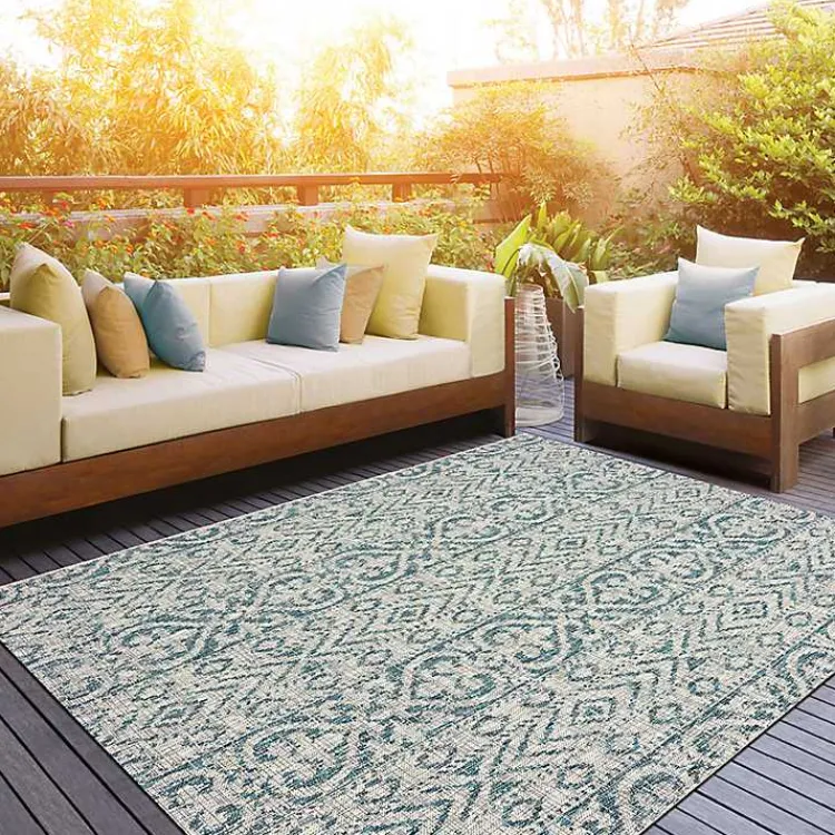 Outdoor Rugs-Kirklands Home Azure Terrace Sun Shower Outdoor Area Rug, 5x8
