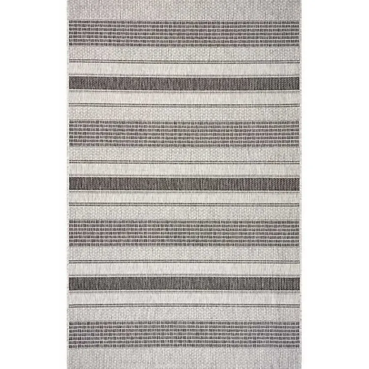 Outdoor Rugs-Kirklands Home Stripe Weave Sun Shower Outdoor Area Rug, 7x9 Gray