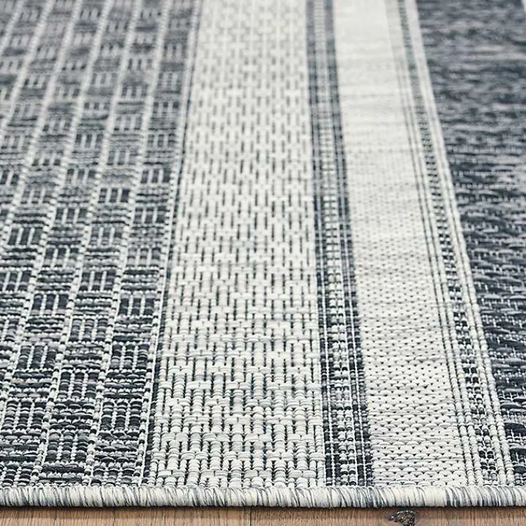 Outdoor Rugs-Kirklands Home Stripe Weave Sun Shower Outdoor Area Rug, 7x9 Gray