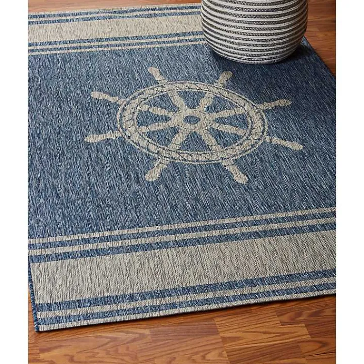 Outdoor Rugs-Kirklands Home Captiva Nautical Helm Outdoor Area Rug, 5x7