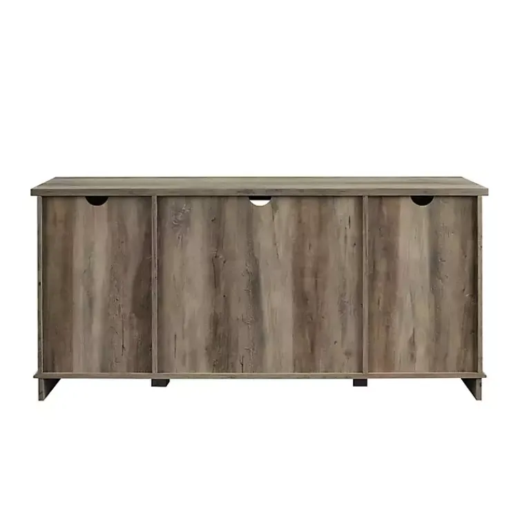 Tv Stands & Media Consoles-Kirklands Home Sliding Barn Door Open Shelf Wash TV Stand Gray