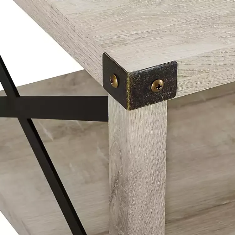 Coffee Tables-Kirklands Home Industrial X-Frame Coffee Table White