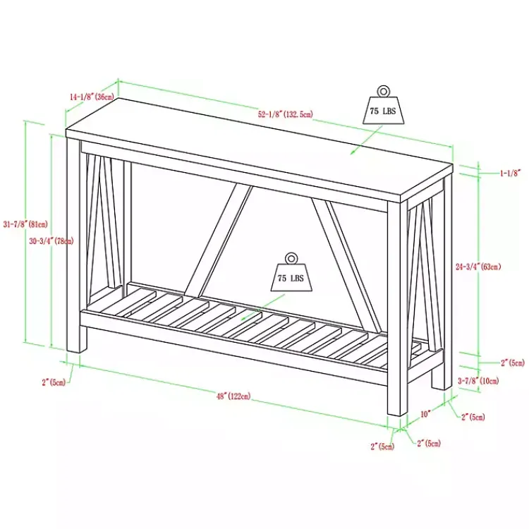 Console Tables-Kirklands Home Walnut and Whitewash A-Frame Console Table Ivory