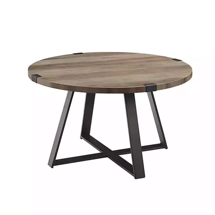 Coffee Tables-Kirklands Home Urban Rustic Round Coffee Table Gray