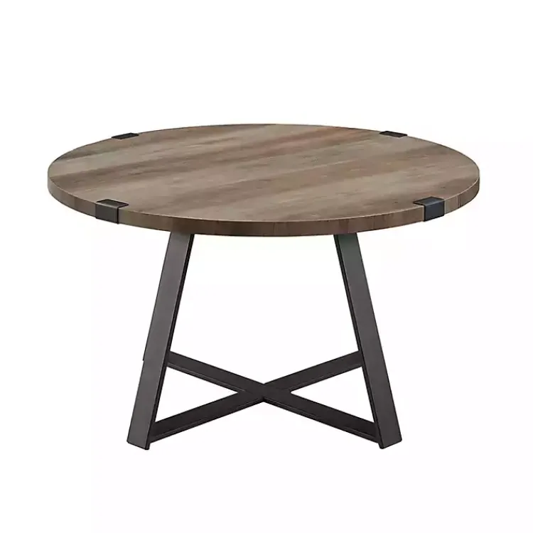 Coffee Tables-Kirklands Home Urban Rustic Round Coffee Table Gray