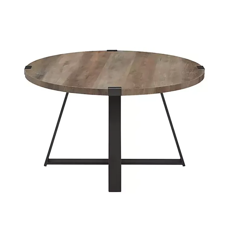 Coffee Tables-Kirklands Home Urban Rustic Round Coffee Table Gray