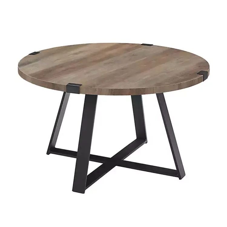 Coffee Tables-Kirklands Home Urban Rustic Round Coffee Table Gray