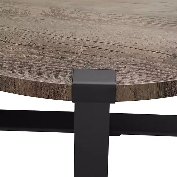 Coffee Tables-Kirklands Home Urban Rustic Round Coffee Table Gray