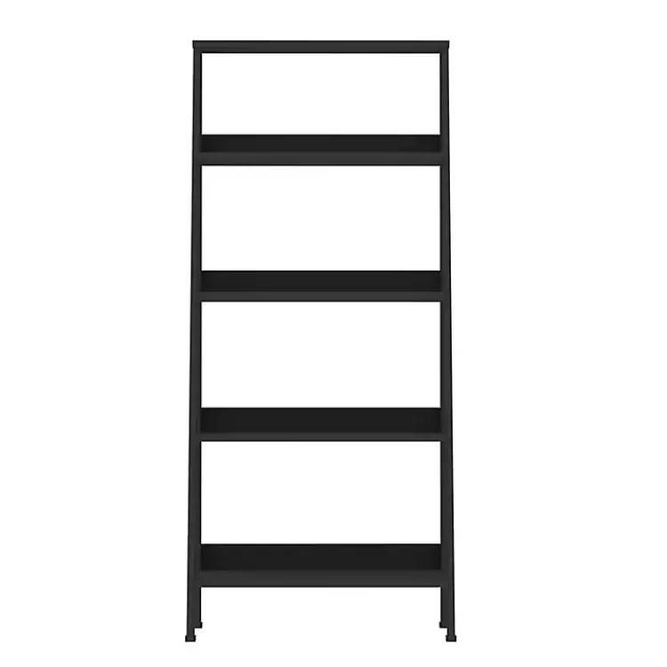 Office Furniture-Kirklands Home 4-Tier Ladder Bookshelf Black