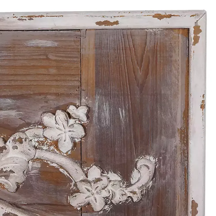 Decorative Mirrors-Kirklands Home Ornate Antique White Wood Wall Mirror