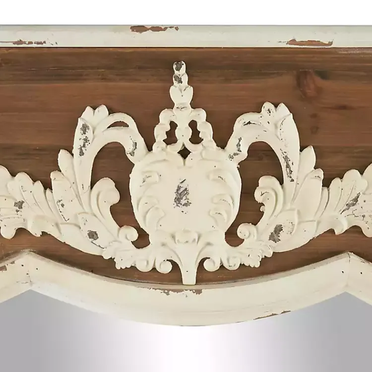 Decorative Mirrors-Kirklands Home Ornate Antique White Wood Wall Mirror
