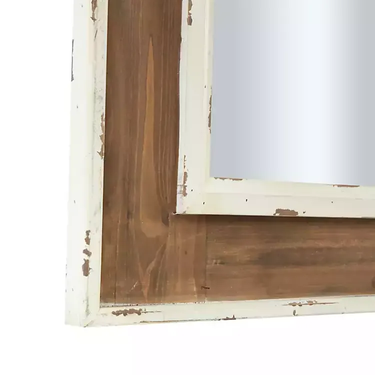 Decorative Mirrors-Kirklands Home Ornate Antique White Wood Wall Mirror