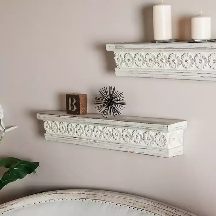 Shelves-Kirklands Home Ornate Farmhouse Wooden Wall Shelf, 36 in.