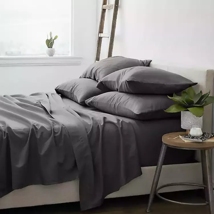 Bed Sheets-Kirklands Home Ultra Soft 6-pc. California King Sheet Set Gray