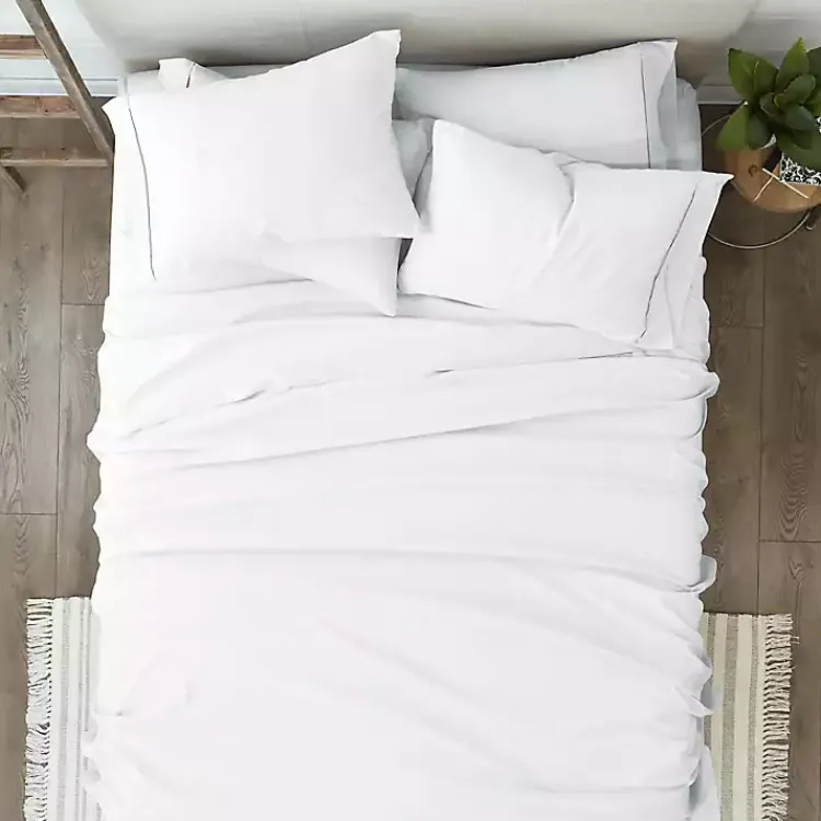 Bed Sheets-Kirklands Home Ultra Soft 4-pc. Twin Sheet Set White