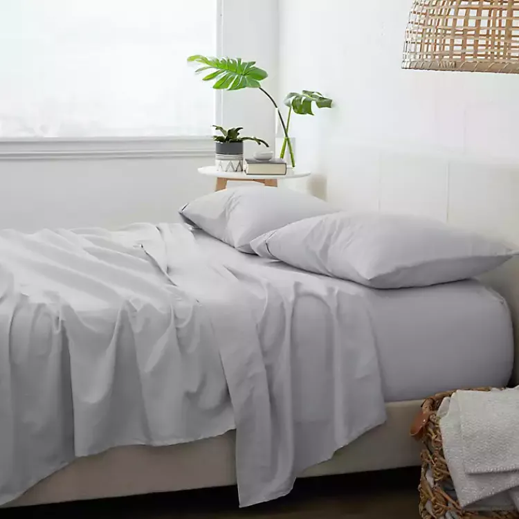 Bed Sheets-Kirklands Home Ultra Soft 4-pc. King Sheet Set Gray