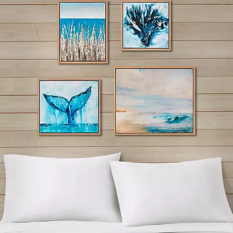 Framed Art-Kirklands Home Seascape Multi-Sized Canvas Art Prints, Set of 4 Blue