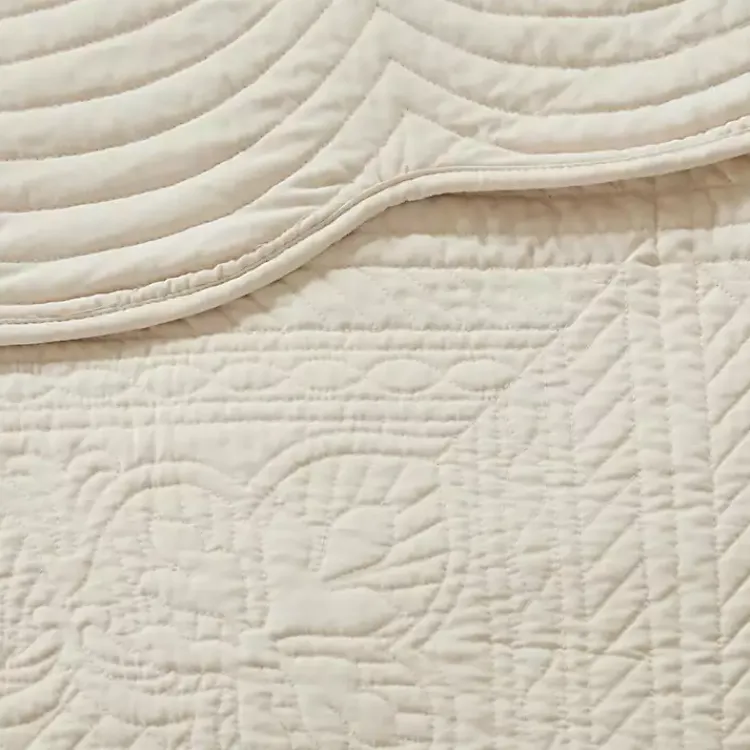 Bedspreads & Coverlets-Kirklands Home Scalloped Monica 3-pc. Queen Coverlet Set Ivory