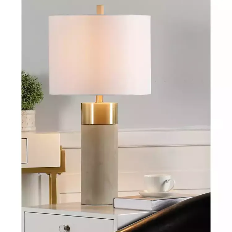 Table Lamps-Kirklands Home Metal and Concrete Cylindrical Table Lamp