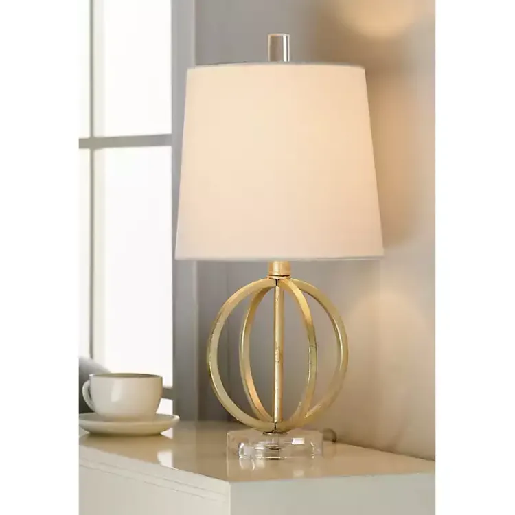 Table Lamps-Kirklands Home Antique Gold Table Lamp with Steel Base White