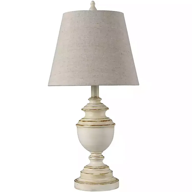 Table Lamps-Kirklands Home Distressed Cream Table Lamp Tan