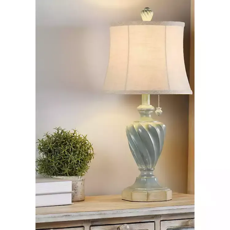 Table Lamps-Kirklands Home Ocean Blue and Gold Table Lamp Tan