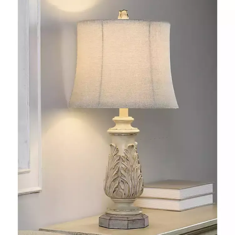 Table Lamps-Kirklands Home Ivory Leaf Scroll Table Lamp White