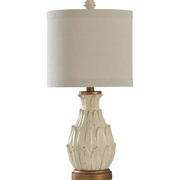Table Lamps-Kirklands Home Off Beige Distressed Artichoke Table Lamp White
