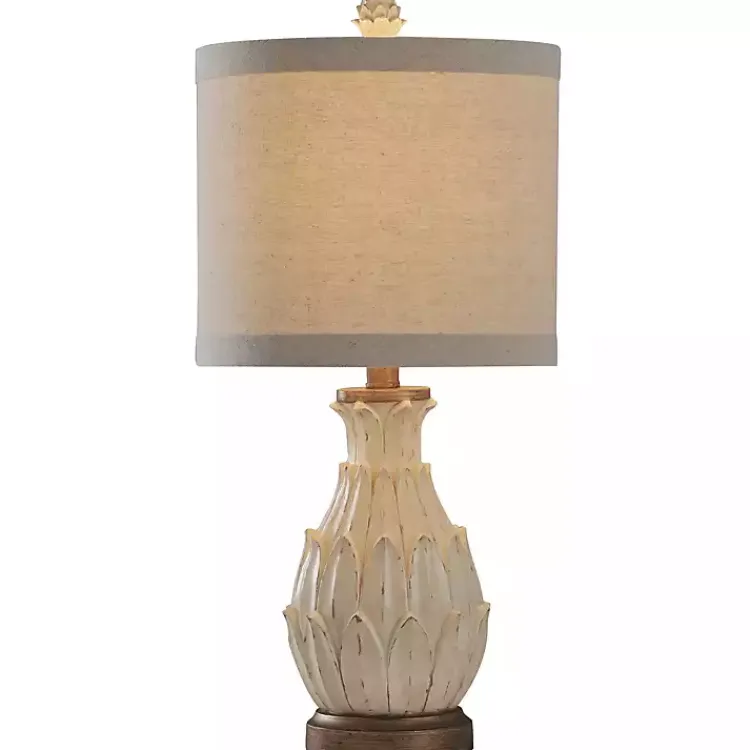 Table Lamps-Kirklands Home Off Beige Distressed Artichoke Table Lamp White