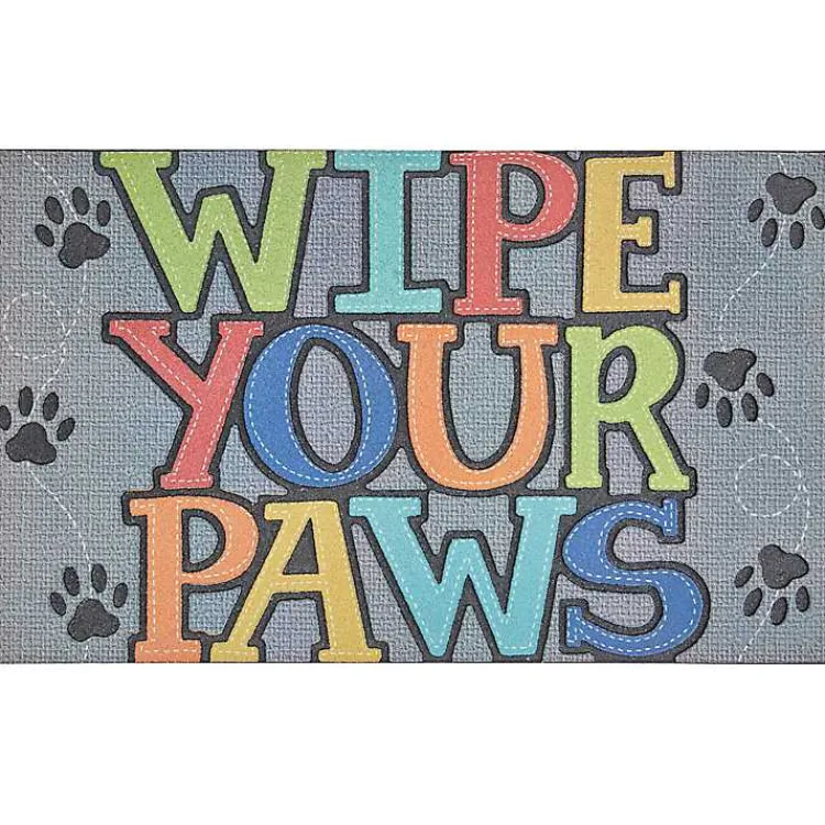 Doormats-Kirklands Home Gray Paw Stitched Doormat Multi