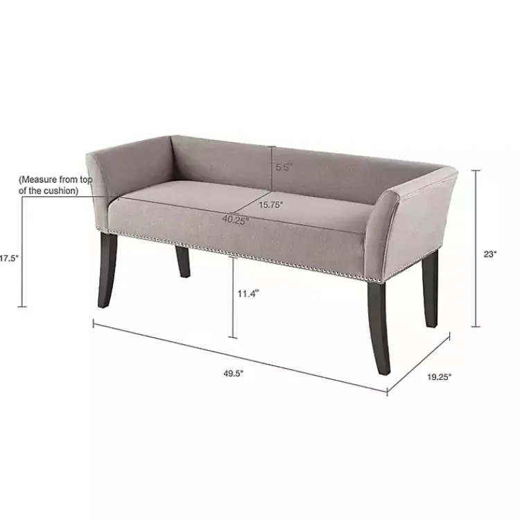 Benches & Ottomans-Kirklands Home Silver Melinda Accent Bench Gray