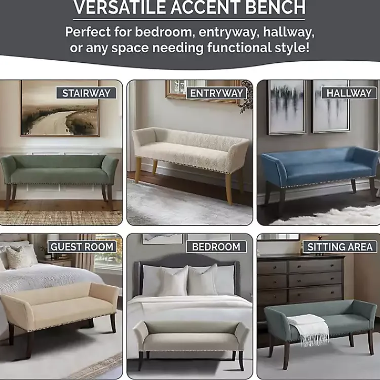 Benches & Ottomans-Kirklands Home Silver Melinda Accent Bench Gray