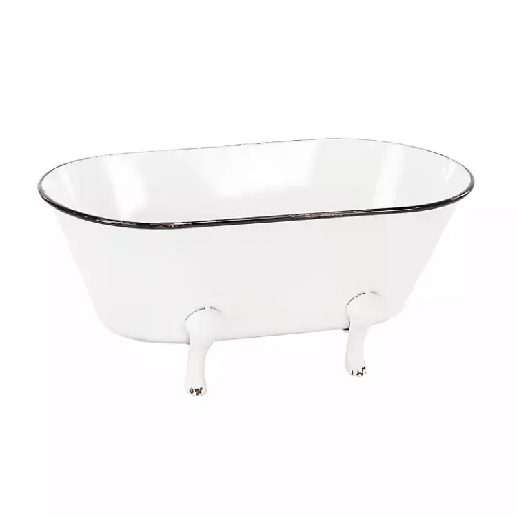 Planters-Kirklands Home White Enamel Metal Tub Planter