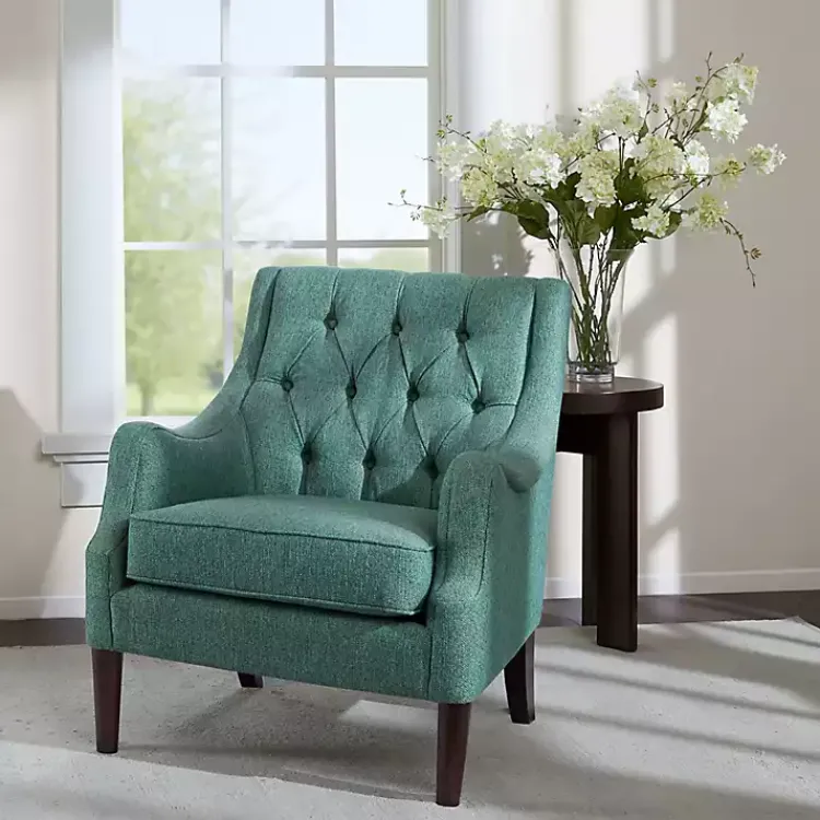 Accent Chairs-Kirklands Home Elle Tufted Teal Accent Chair Green