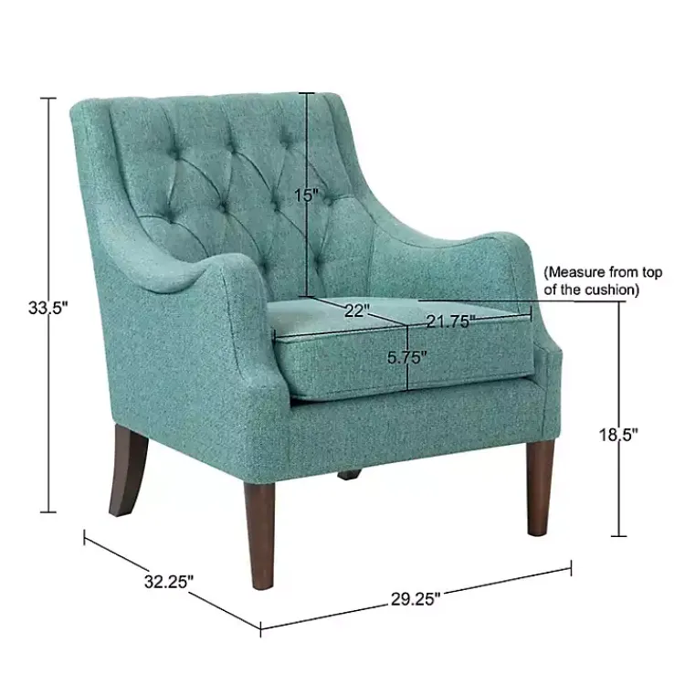 Accent Chairs-Kirklands Home Elle Tufted Teal Accent Chair Green