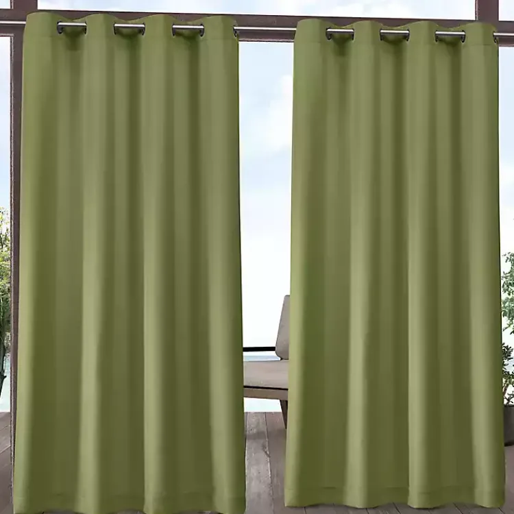 Outdoor Curtains-Kirklands Home Kiwi Cabana Curtain Panel Set, 84 in. Green