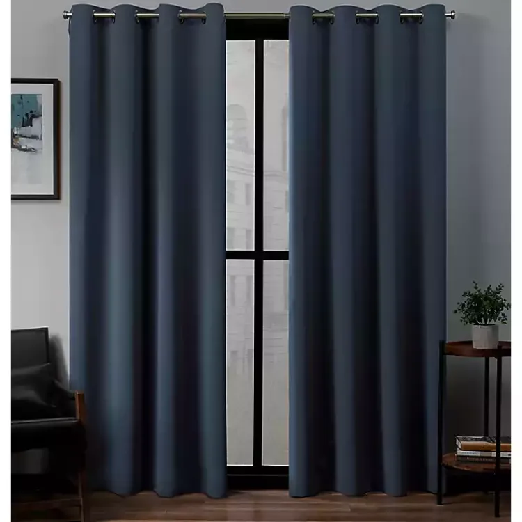 Curtains & Drapes-Kirklands Home Vintage Indigo Woven Curtain Panel Set, 84 in. Blue