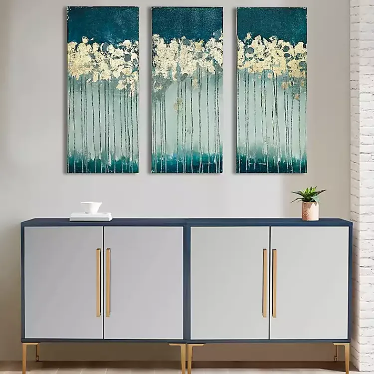 Canvas Art-Kirklands Home Gold Midnight Forest Canvas Art Prints, Set of 3