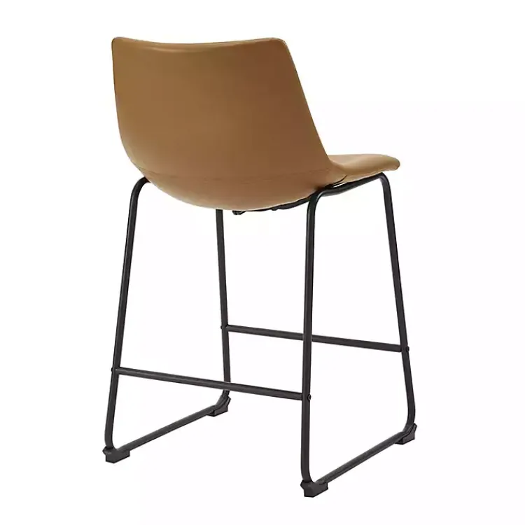 Bar Stools & Counter Height Stools-Kirklands Home Whiskey Faux Leather Counter Stools, Set of 2 Brown