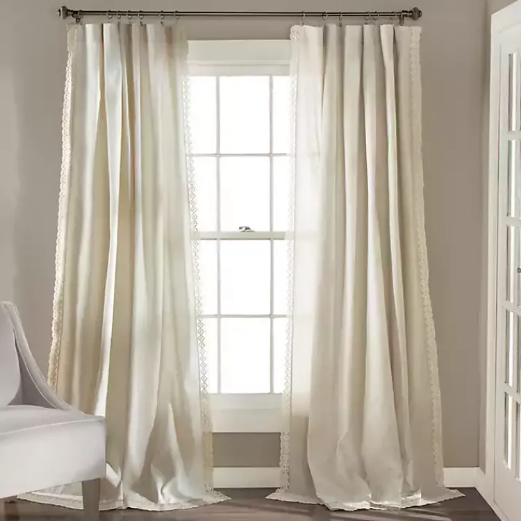 Curtains & Drapes-Kirklands Home Rosalie Curtain Panel Set, 95 in. Ivory