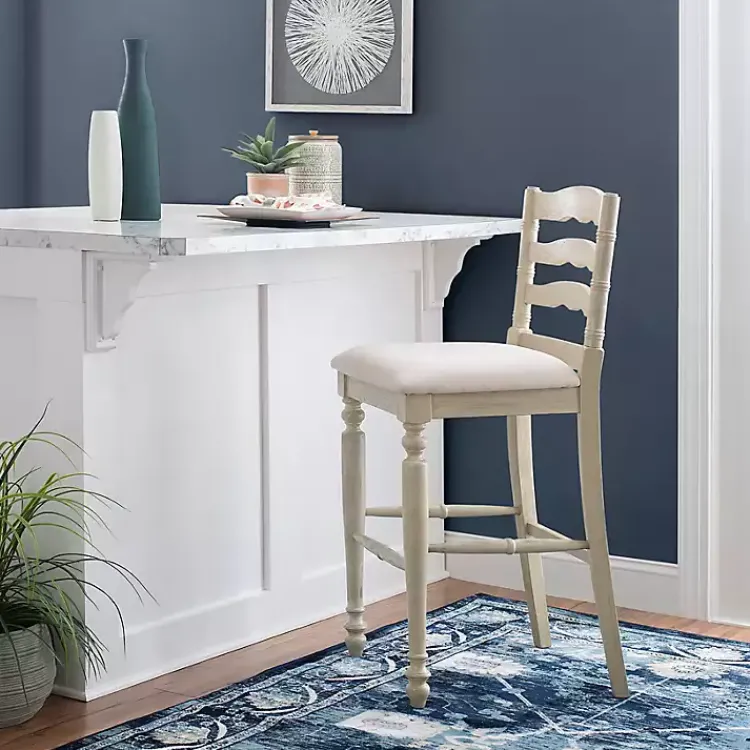 Bar Stools & Counter Height Stools-Kirklands Home Melvin Distressed wash Bar Stool White