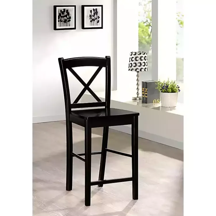 Bar Stools & Counter Height Stools-Kirklands Home Carter X-Back Counter Stool Black