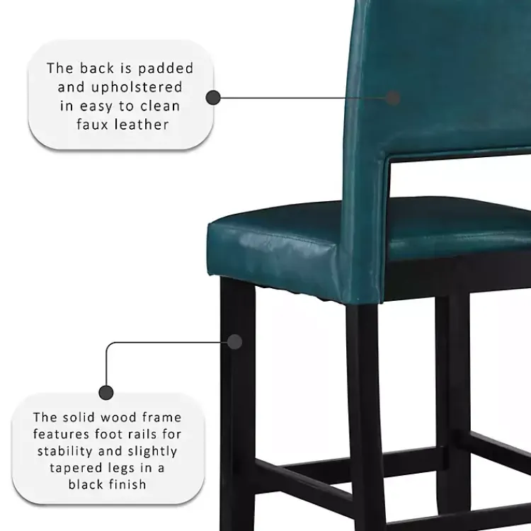 Bar Stools & Counter Height Stools-Kirklands Home Blakely Seat Counter Stool with Black Base Blue